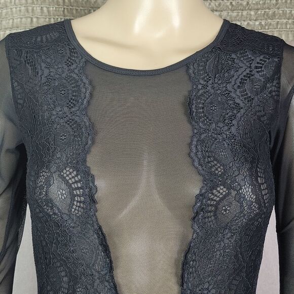 BLACK  LACE SEE THRU BODYSUIT SP‎ - Picture 2 of 9